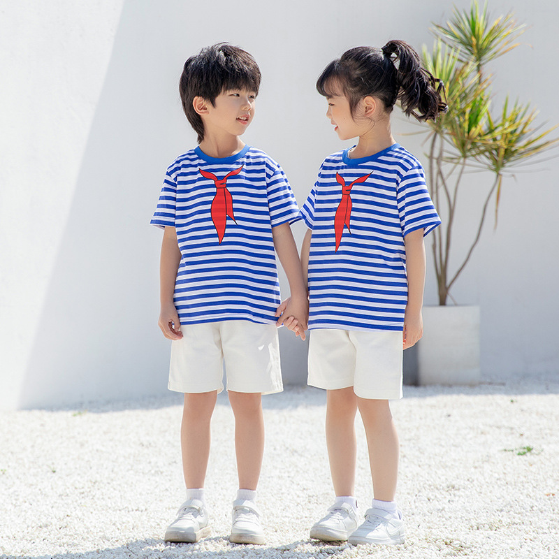 亲子装情侣2022夏装新款韩版休闲短袖t恤一家三口家庭装海军魂衫