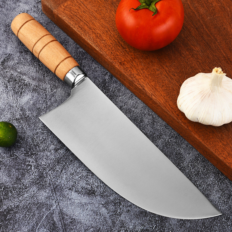 不锈钢8寸屠宰刀 家用牛肉分割刀木柄切菜切片刀厨房刀具 批发