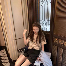韩国小众夏季新款印花短袖t恤女慵懒宽松休闲显瘦上衣情侣半袖女