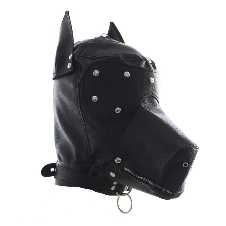 厂家皮革头套 散拍蒙头狗头套 皮革束缚成人玩具头罩 面罩