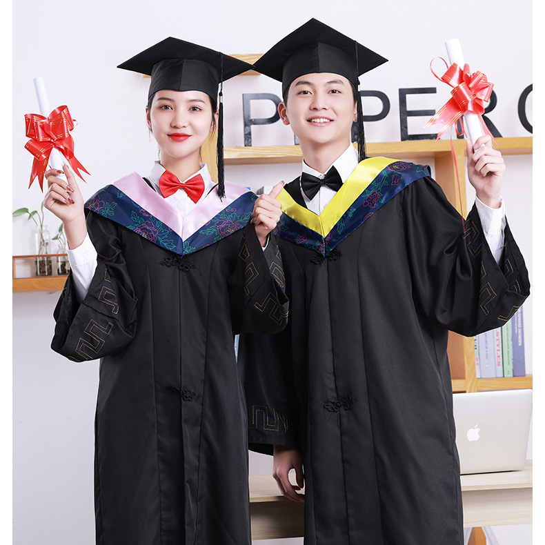 毕业袍学士服大学生工学硕士学位服理学工科文科博士礼服套装男女