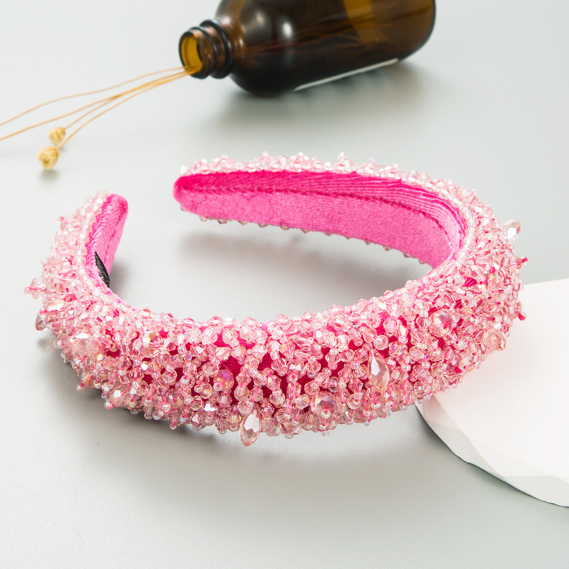 heming headband new fashion personality thin sponge colorful crystal particle headband lady street shot beautiful hair clip female