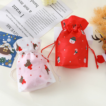 跨境新款可爱万圣节无纺布束口袋圣诞节抽绳礼物袋现货糖果包装