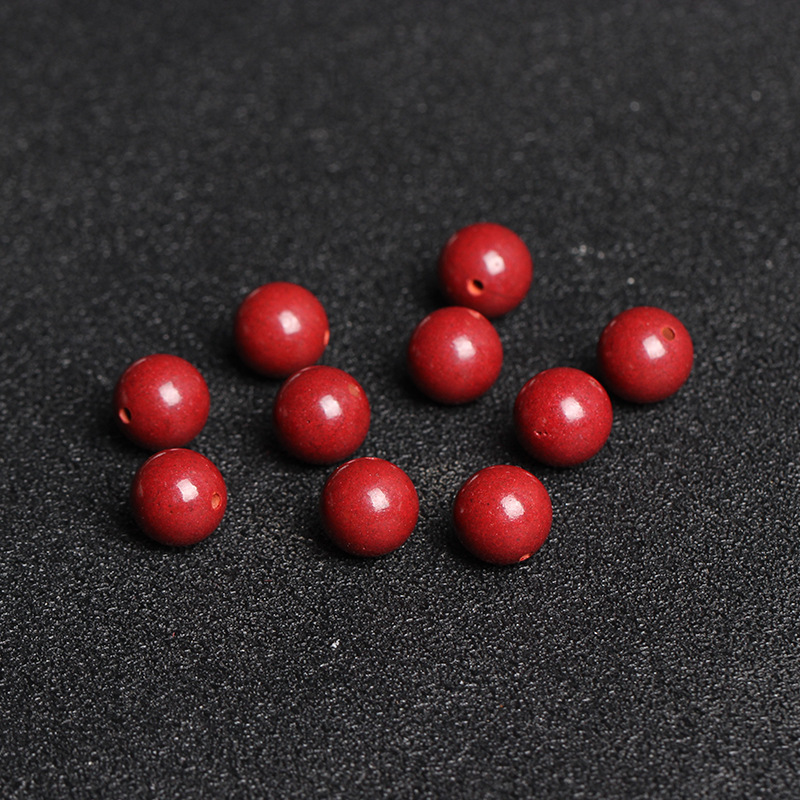 天然原矿朱砂散珠子圆珠单珠串珠diy水晶饰品配件整包邮