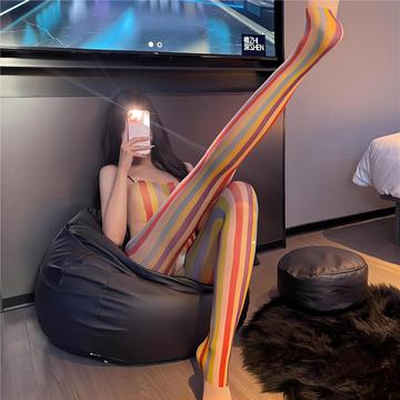 情趣内衣电竞风夫妻床上用品连体衣印花彩虹连袜衣开档一件代发