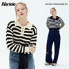HeyHenry Little Bear Button Sense of design Lapel stripe Long sleeve jacket Off the shoulder Show thin Sweater Sweater HeyHenry Little Bear Button Sense of design Lapel stripe Long sleeve jacket Off the shoulder Show thin Sweater Sweater