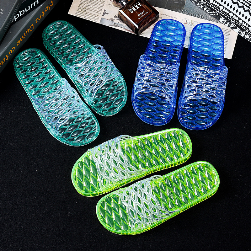 New Summer Hollow Crystal Slippers Women's Indoor Bathroom Bath Leaking Sandals Home Platform Shoes Wholesale
