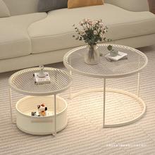 2024新款创意沙发客厅家用一体组合茶几小户型玻璃圆桌子简约现代