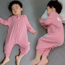 莫代尔婴儿童装连体衣服新款宝宝睡衣女童男童家居服春秋装空调服
