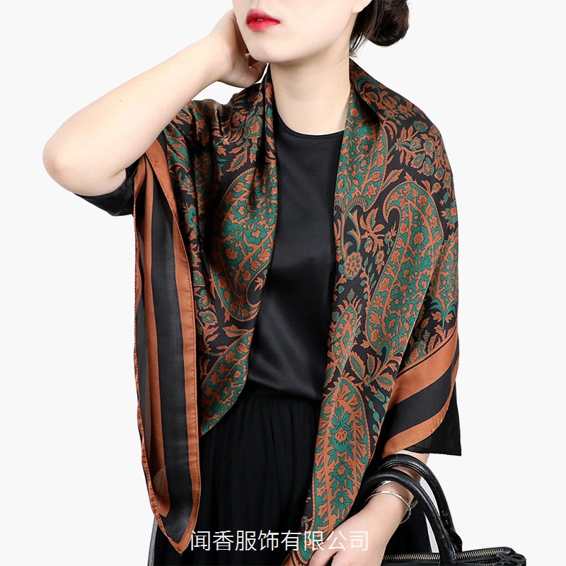 110 X110 Large Kerchief Internet Celebrity Hot Sale New Silk Satin Scarf Female Tensili Brocade Shawl New Quality Scarf