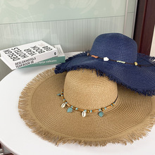 夏季防晒外贸大帽檐草帽女百搭新款遮阳帽防紫外线遮脸太阳帽子