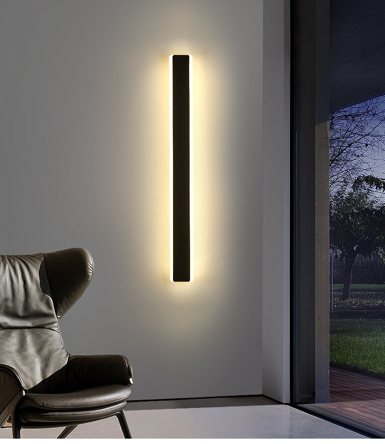 长条北欧极简线条壁灯led简约条形墙上电视背景墙壁灯卧室床头灯