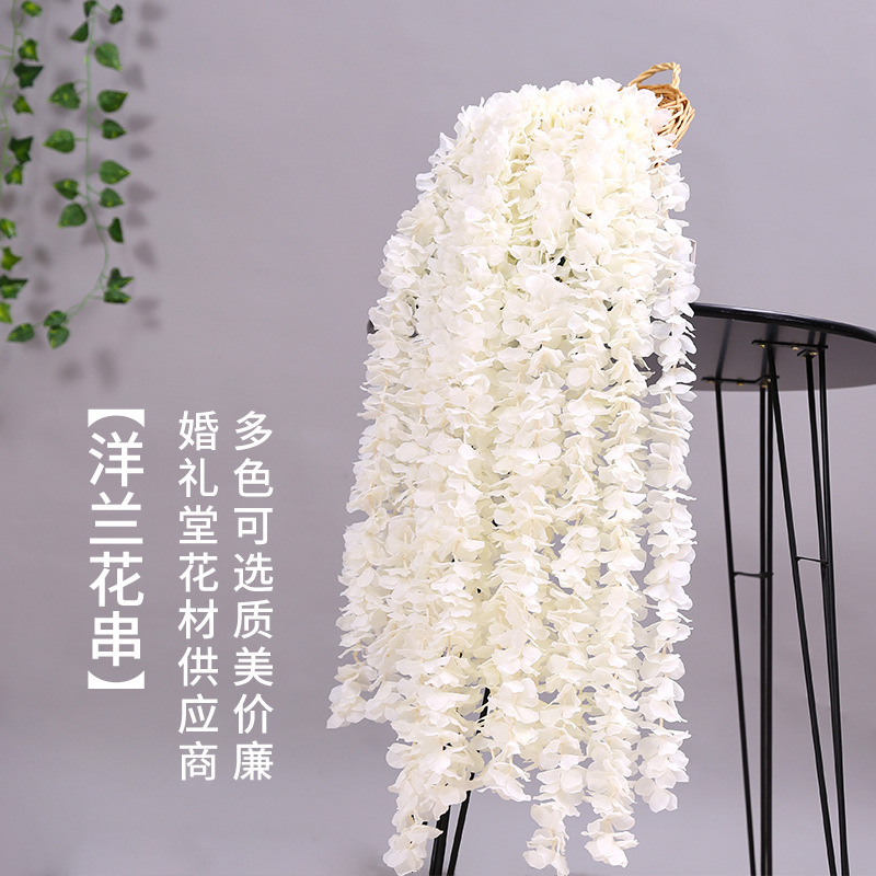 仿真洋兰串 婚庆背景装饰家居挂花批发仿真花藤紫藤花婚礼背景花