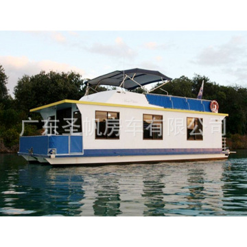 船屋游艇海景房电动船旅游仿木船水上冲锋艇太空舱民宿住人房船