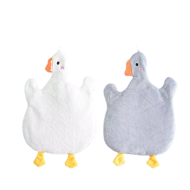 [Double-Layer Thickening] Factory Batch Big Goose Hand Towel Coral Fleece Hanging Towel Children Cartoon Hanging Hand Towel