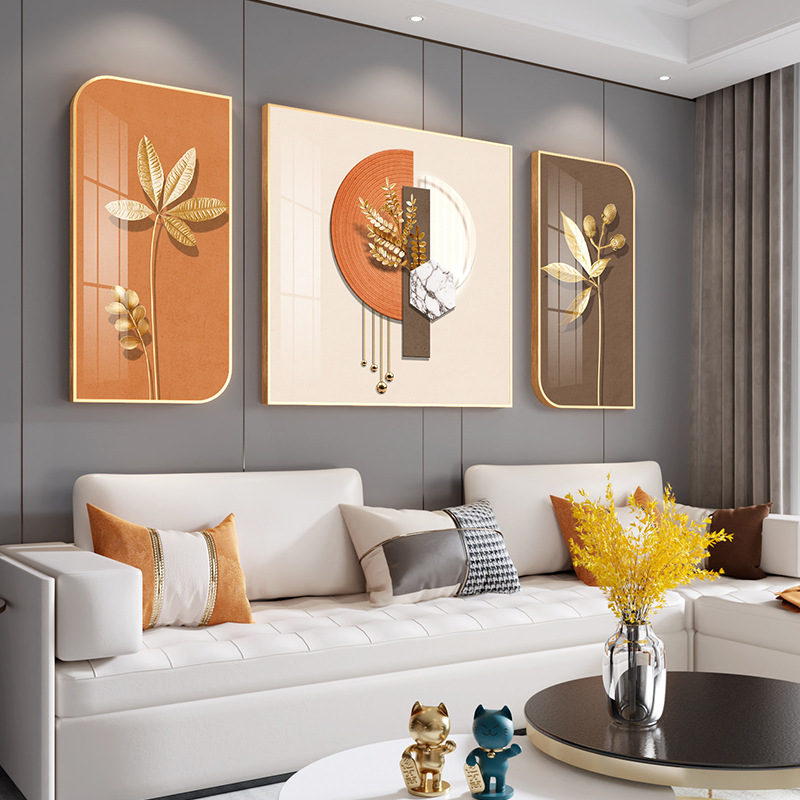 轻奢风客厅装饰画寓意好沙发背景墙后面挂画现代简约高端大气壁画