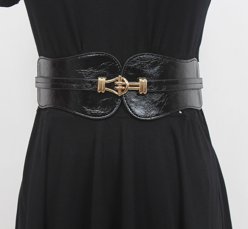 腰带女夏装饰裙子连衣裙腰封松紧弹力宽腰带外搭黑色皮带百搭配饰