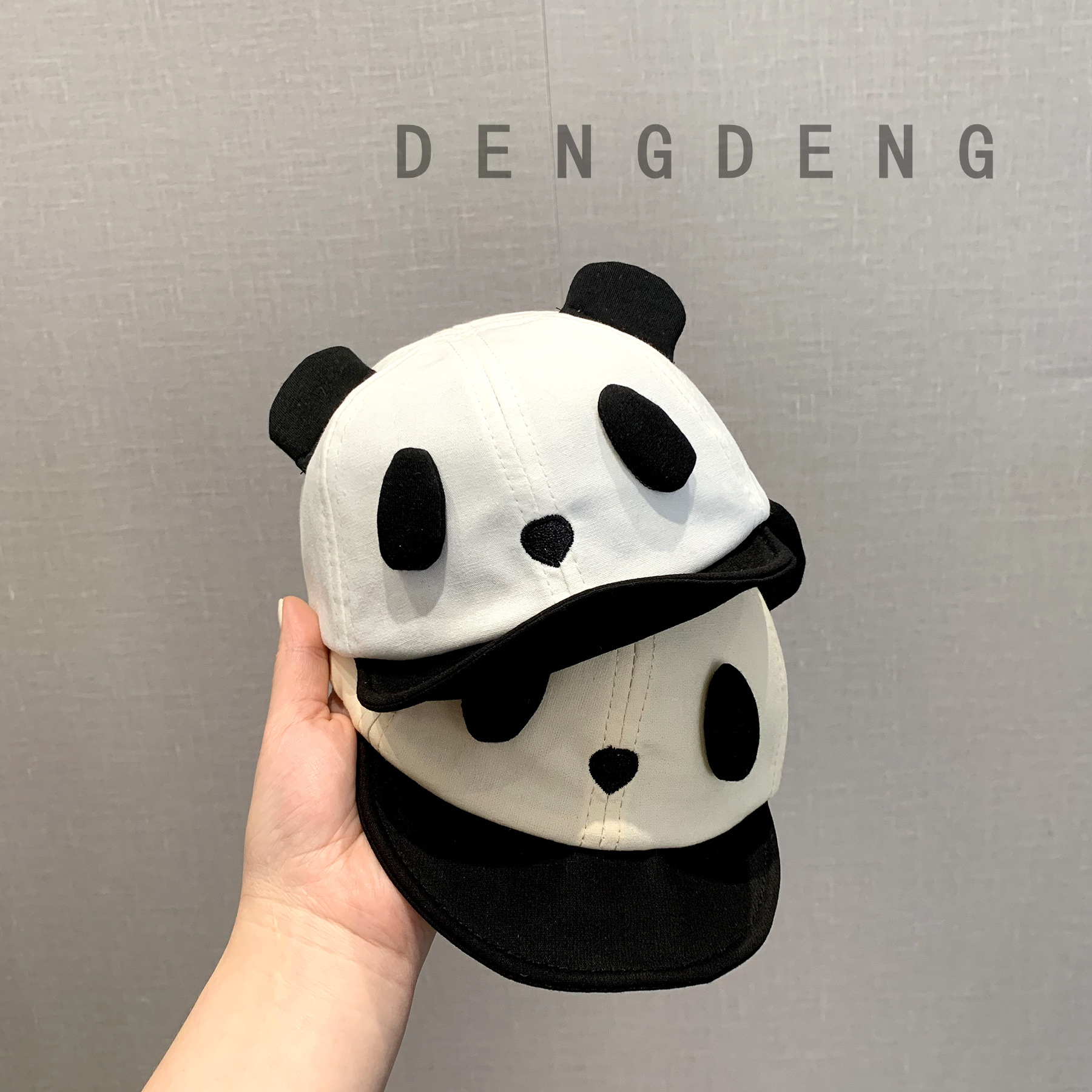 儿童超萌熊猫帽子宝宝遮阳防晒帽婴幼儿软檐鸭舌帽休闲可爱棒球帽