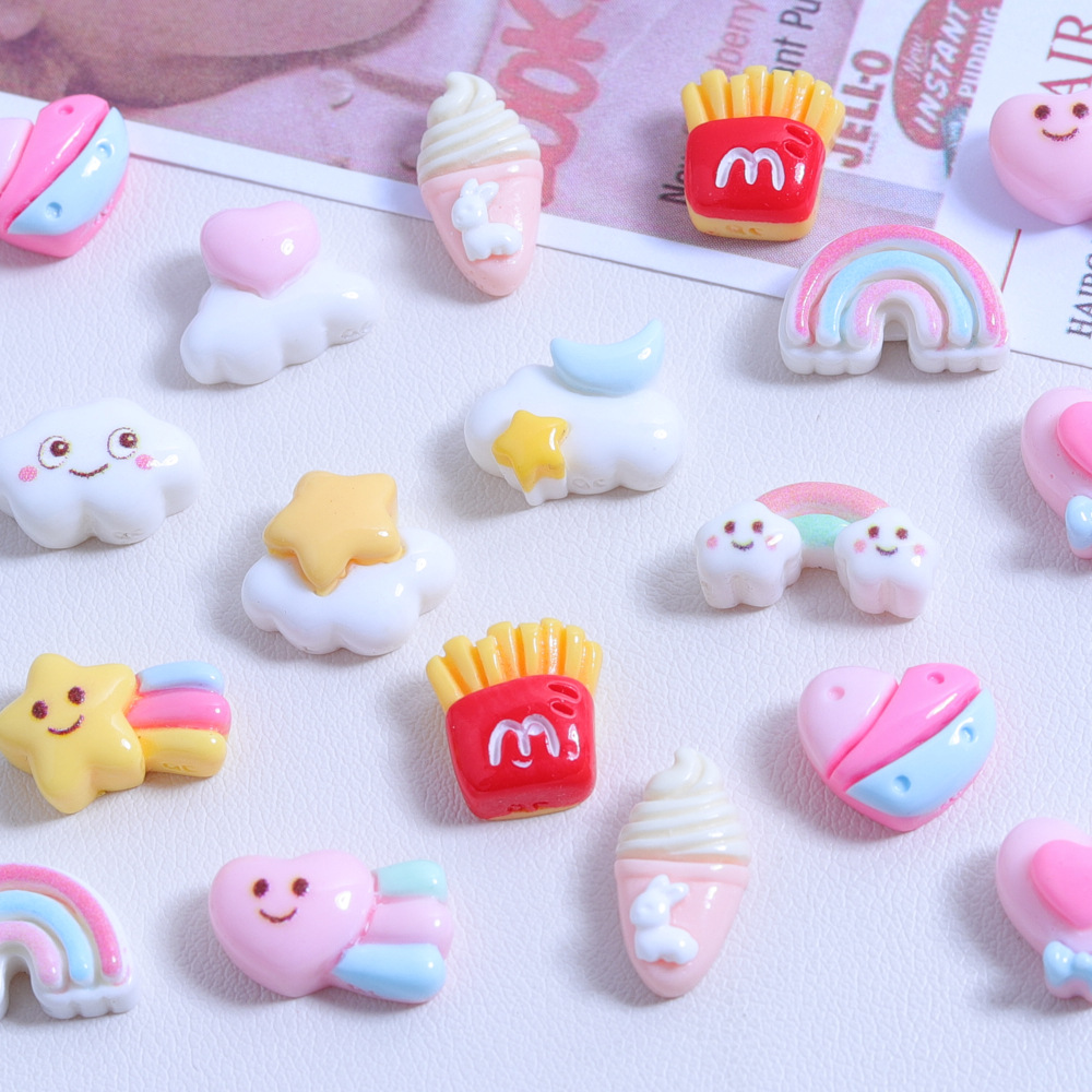 mini love rainbow bright surface diy cream glue homemade phone case cup nail earrings resin accessories wholesale