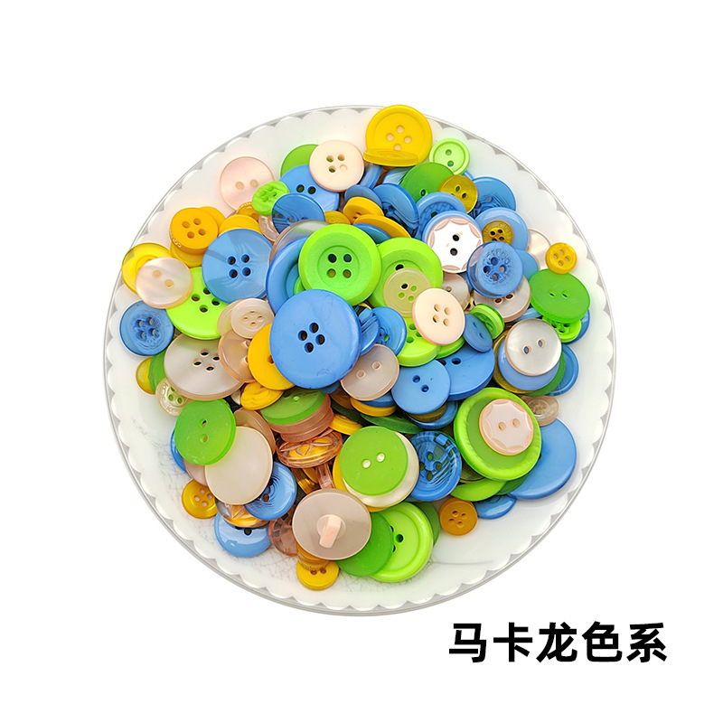 Mixed Color Resin Buttons Children DIY Production Button Art Button Flower Material Package Parent-Child Handmade Buttons