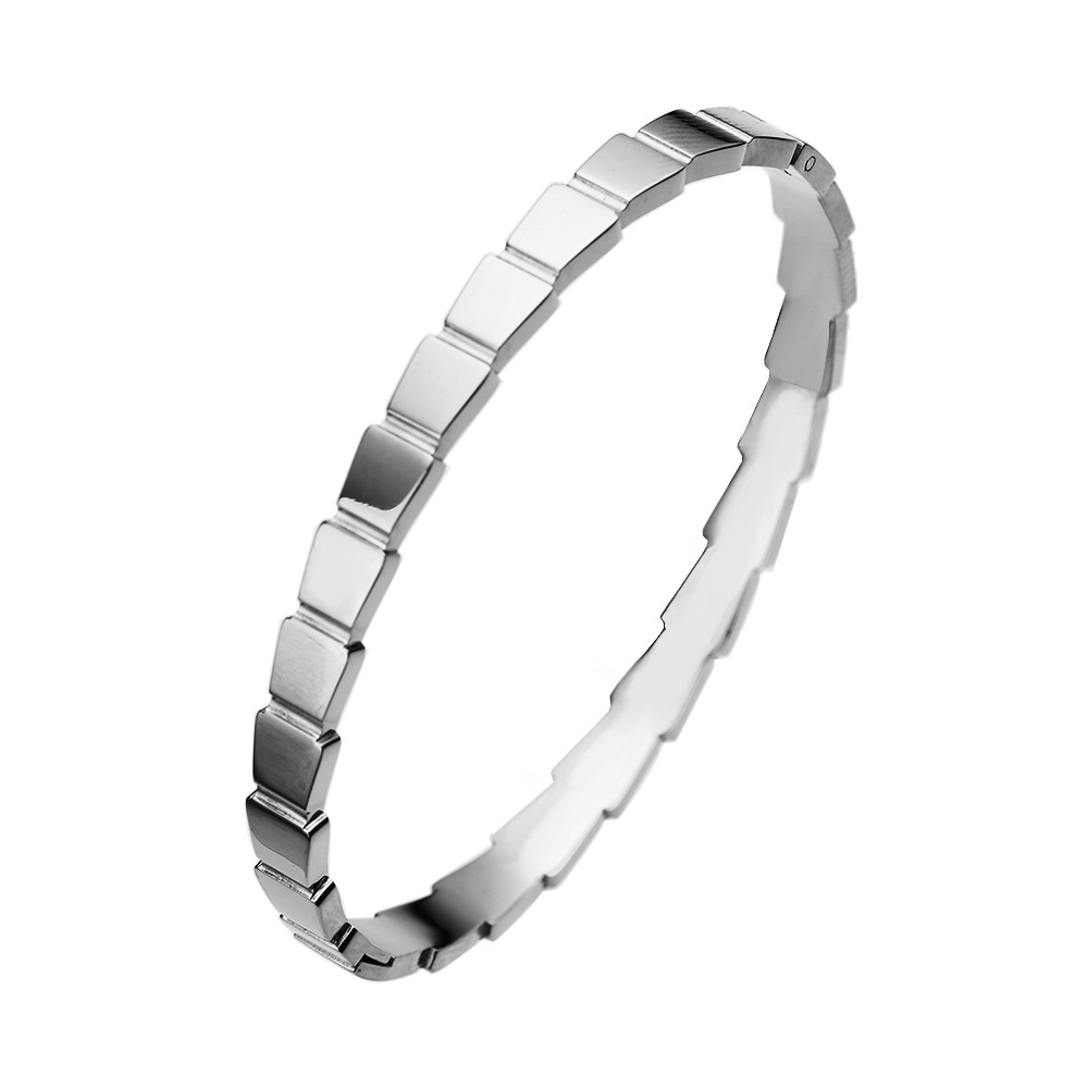 Korean Style Snake Bone Classic Style Bracelet Stainless Steel White Shell Bracelet Titanium Steel Diamond White Shell Bayonet Women's Bracelet