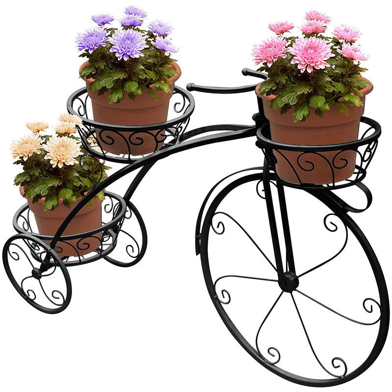 creative three-layer bicycle simple wrought iron jardiniere outdoor garden courtyard decoration potted plant stand