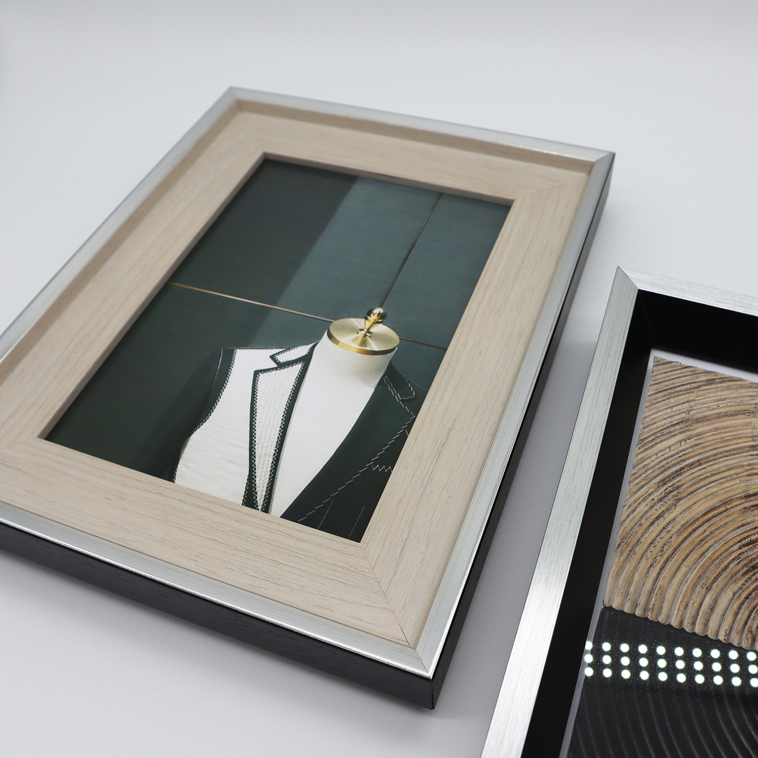 现代简约相框 高端装饰实木相框 银灰实木长方形相框