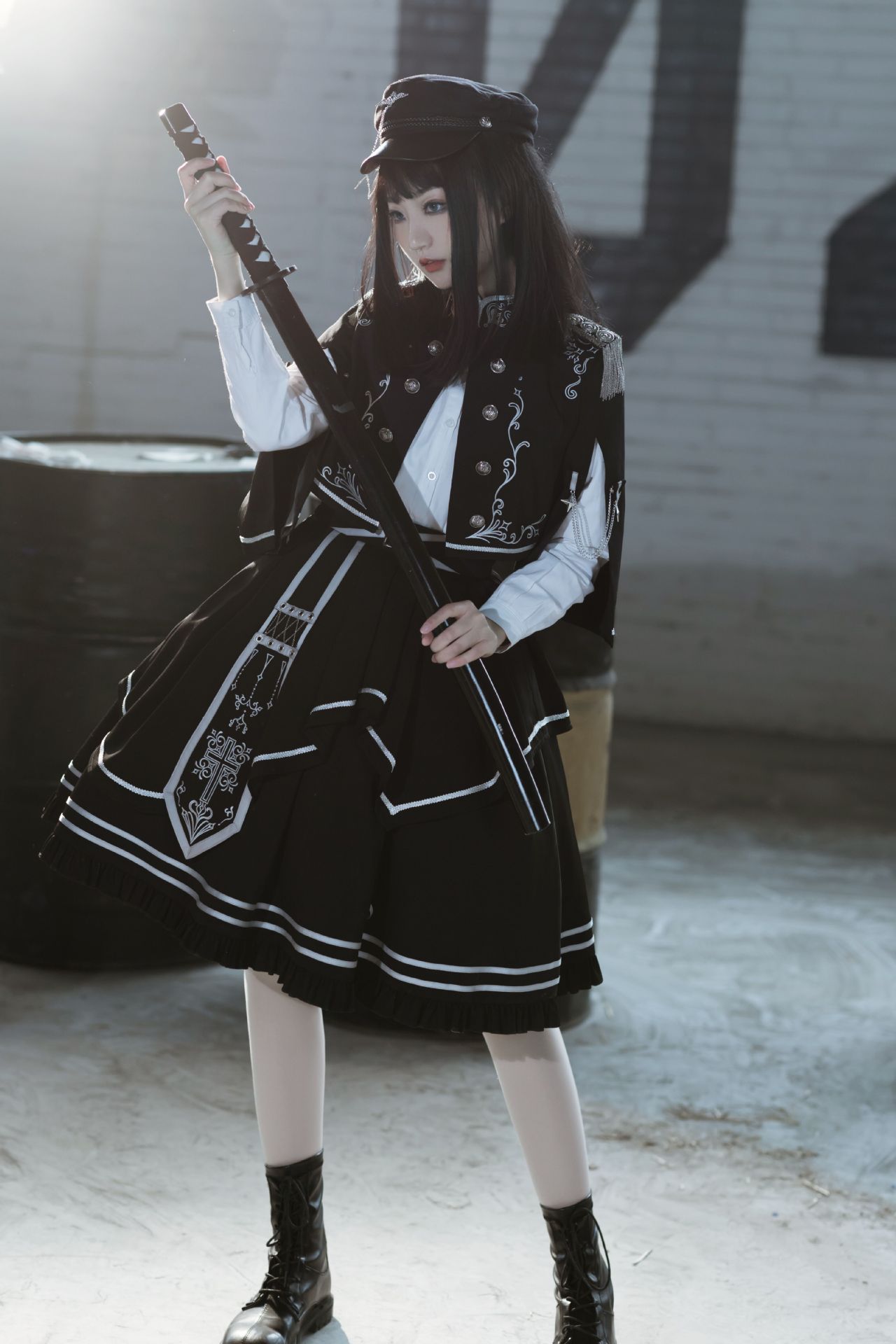 melonshow 荆棘之战 军风原创lolita暗黑军lo 上衣斗篷sk套装