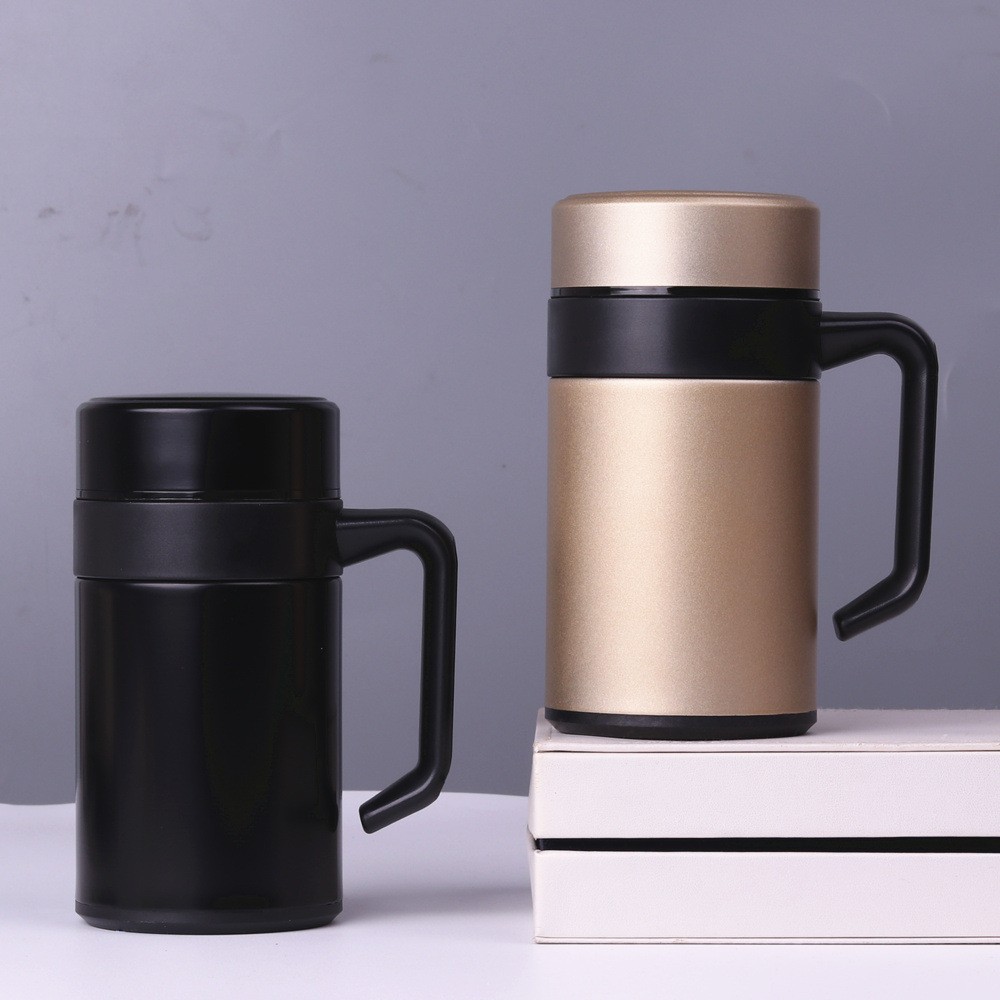 Amazon Cross-Border New Stainless Steel Men and Women Office Handle Vacuum Cup Men's Business Tea Making Water Cup Gift Cup