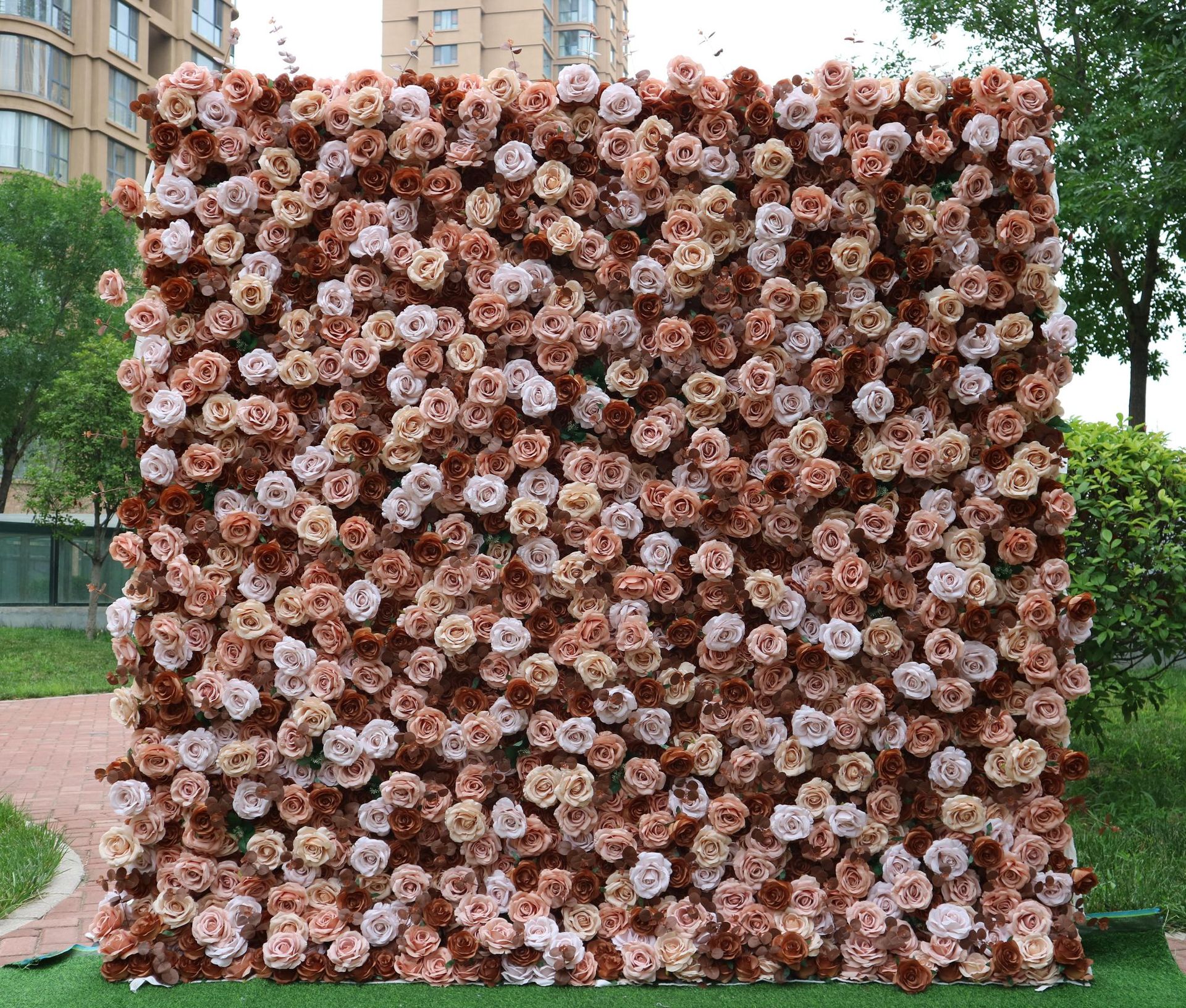 亚马逊仿真布底花墙棕色秋色背景墙婚庆装饰商场橱窗网