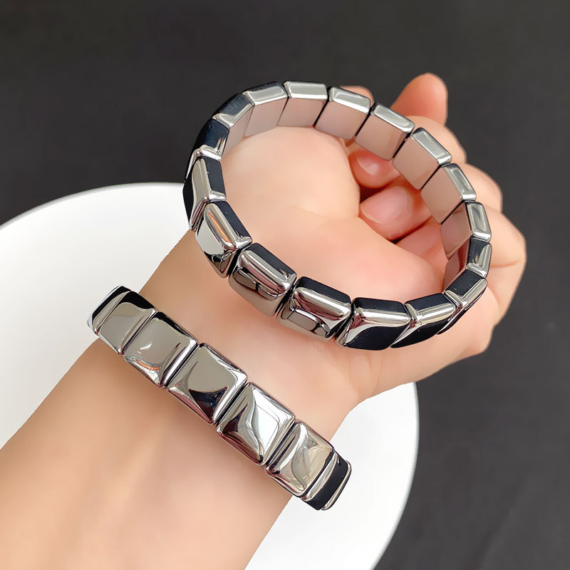 晶尧 太赫兹手牌thz多晶硅矿石方形手环手串金属色泽男女时尚礼物