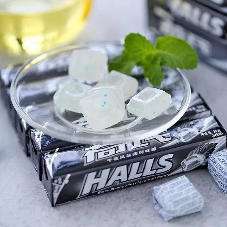 荷氏薄荷清凉糖午夜风暴特强薄荷学生口香糖何氏零食糖果20条整盒