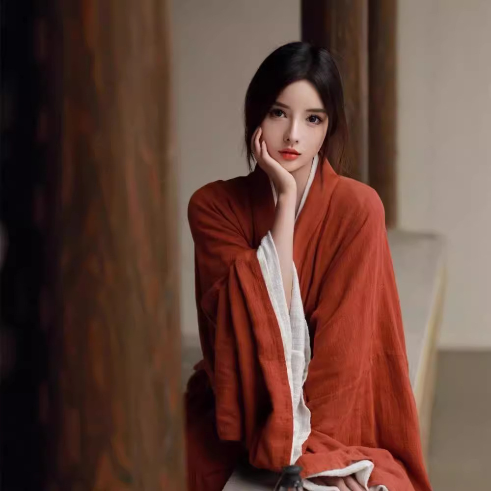 汉服魏晋直裾古风仙气超仙飘逸红色广袖中国古装流仙裙摄影