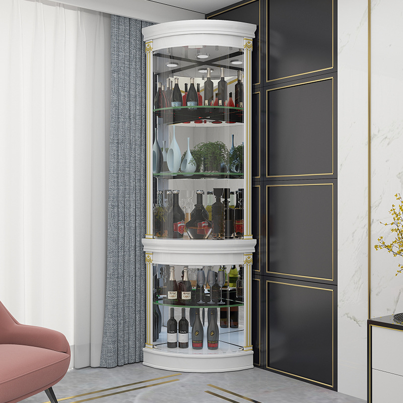 现代钢化玻璃酒柜三角柜转角拐角柜柜边柜客厅手办展示柜储物收纳