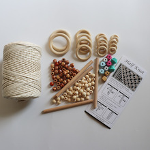 Macrame kit 木质工艺品木圈挂毯DIY材料包棉线棉绳木棒木珠套装