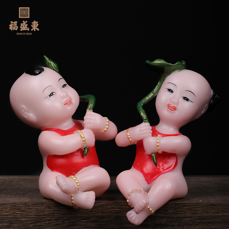 福盛东男娃女娃送子观音佛堂摆件童男童女娃娃送子娘娘求子送子