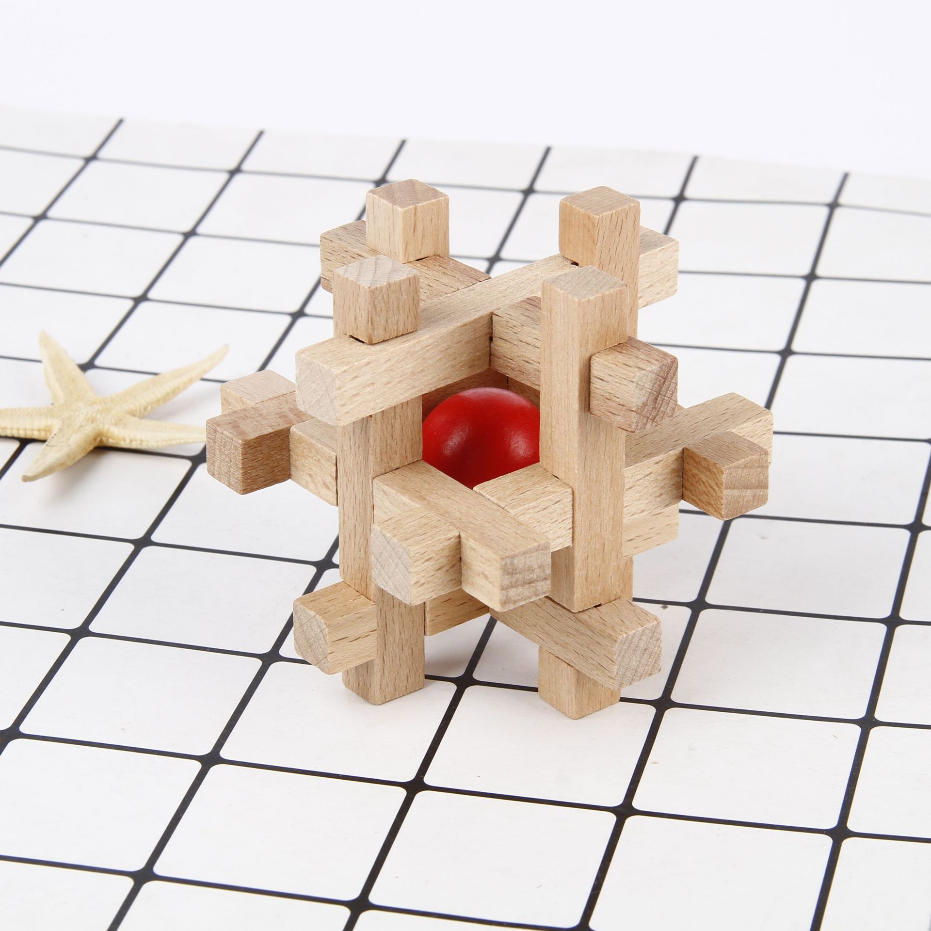 古典玩具 成人益智玩具系列 木质益智玩具 笼中取红球-阿里巴巴