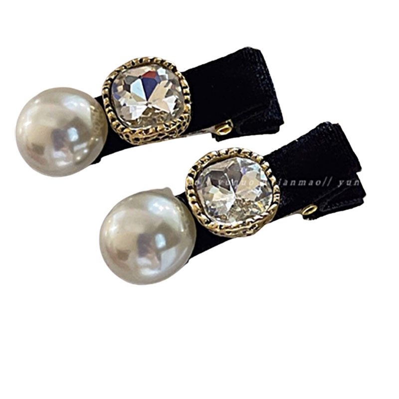 Classic Style Rhinestone Pearl High-End Barrettes Side Clip 2023 Internet Hot New Forehead Bang Clip Female Hairpin