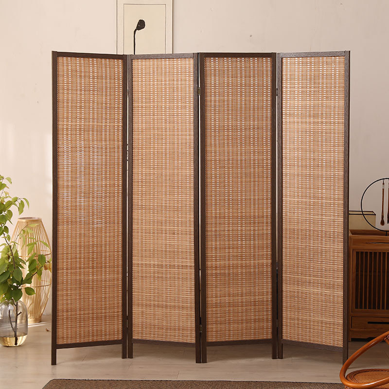 Factory Wholesale Pine Frame Paper String Covered Bamboo Woven Modern Minimalist Furnishings Office Hotel Screen Partition Entrance