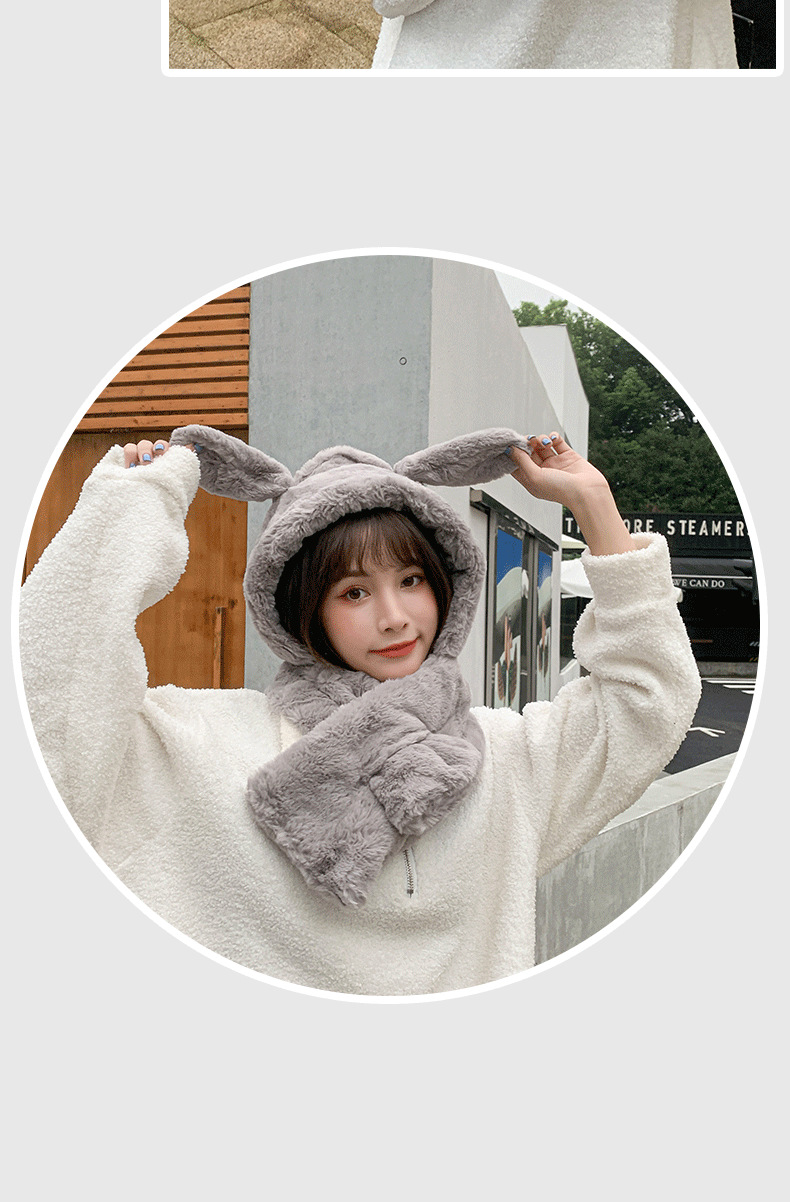 抖音一捏会动的网红兔耳朵帽子亲子兔子冬天帽可爱皮卡丘女秋冬潮