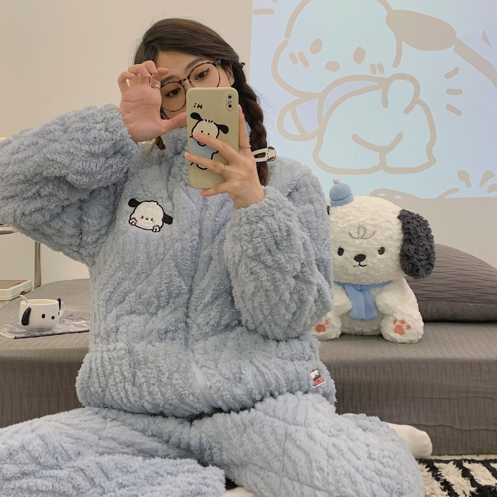 睡衣女冬季珊瑚绒加厚加绒三层夹棉超厚拉链可外穿冬天家居服套装