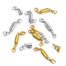 DIY饰品圆柱形磁铁扣配件 金银色钻球项链磁铁龙虾扣 手链连接扣