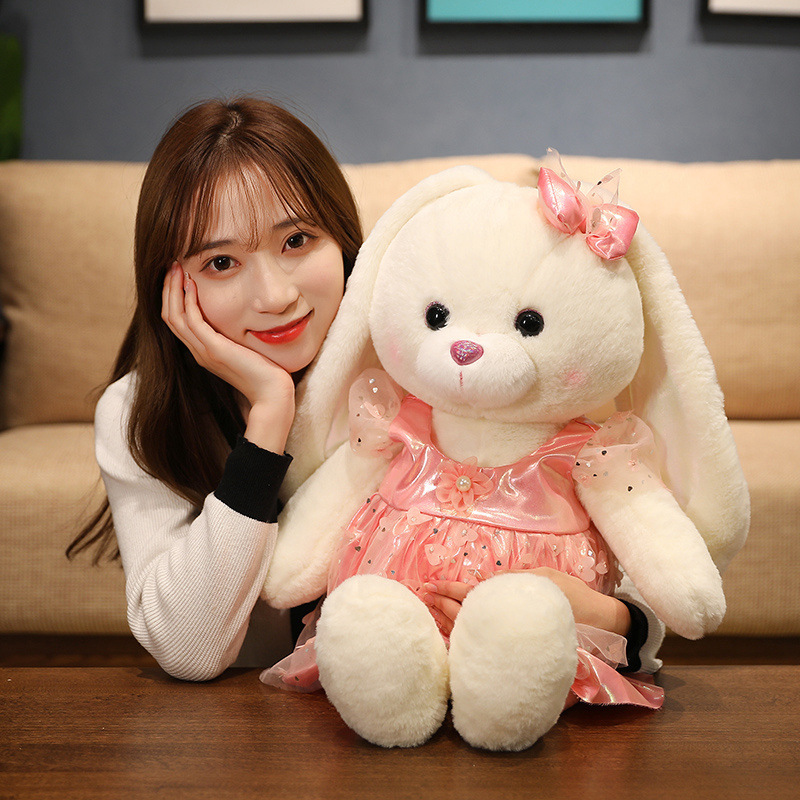 婚纱兔子蝴蝶结小白兔女孩陪睡玩偶沙发抱枕儿童生日礼物