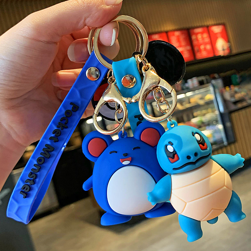 乌龟宝可梦皮卡丘钥匙扣日韩动漫宝贝可爱卡通公仔情侣包包挂件