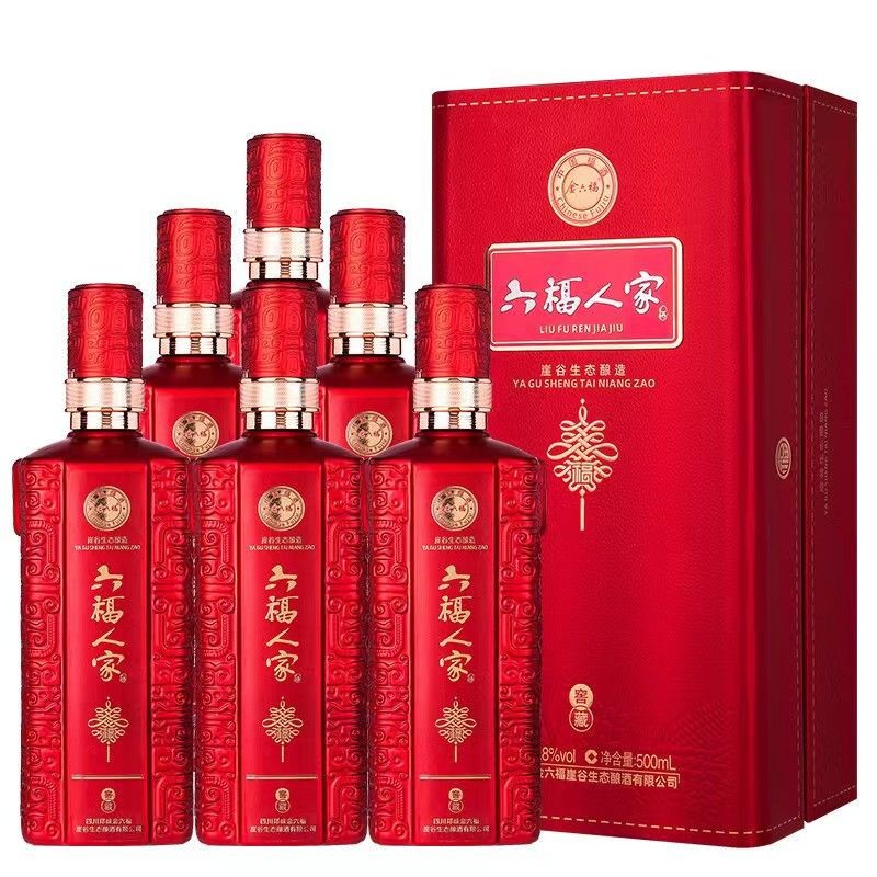 金六福 六福人家浓香型白酒500ml*6 婚宴婚庆酒50*8度整箱批发