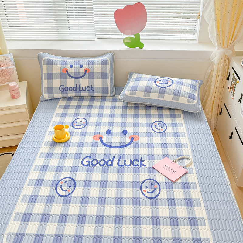 Thailand latex mat three-piece set cool silk air-conditioned mat foldable soft mat small fresh summer wholesale 1.58 image