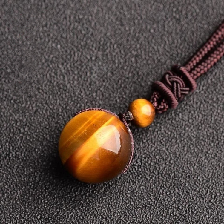 Natural Double Color Eye Obsidian Pendant Clavicle Chain Men's and Women's Red Agate Necklace Couple Sweater Chain