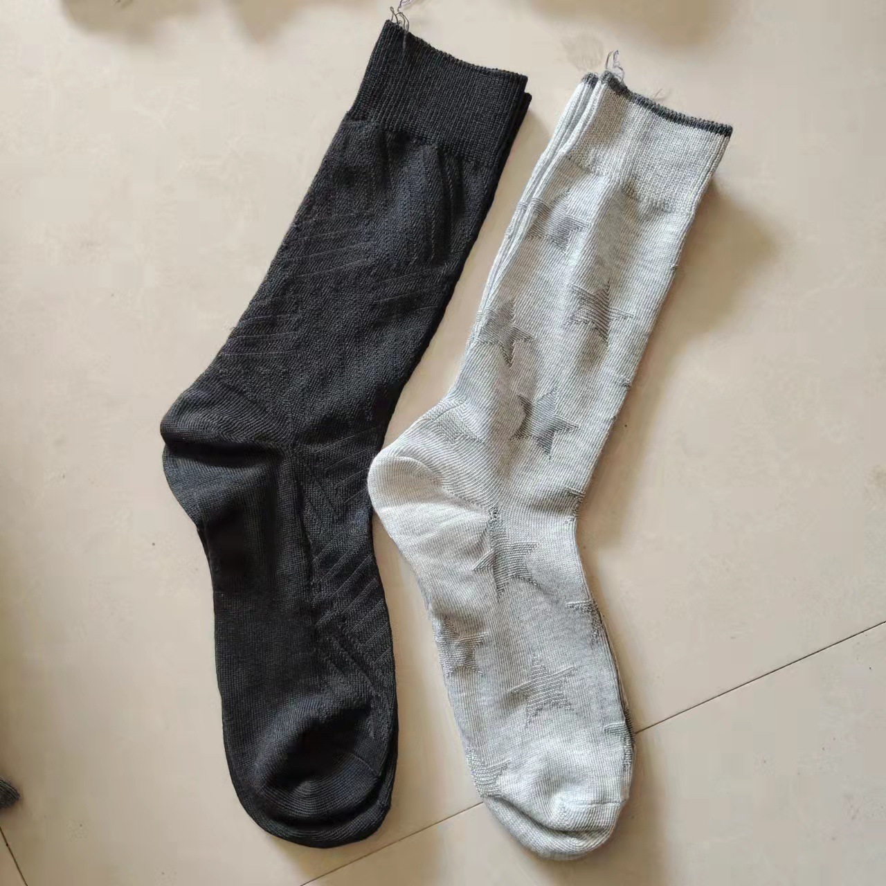 日单高腰外贸 男袜长筒松口杂款男士休闲商务袜子库存双针批发