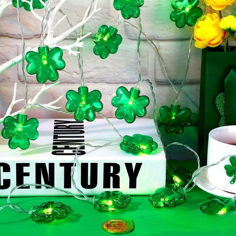 Irish Carnival Lighting Chain Three Four-Leaf Clover Fairy Light St. Patrick's Day Party Decoration LED Lighting Chain