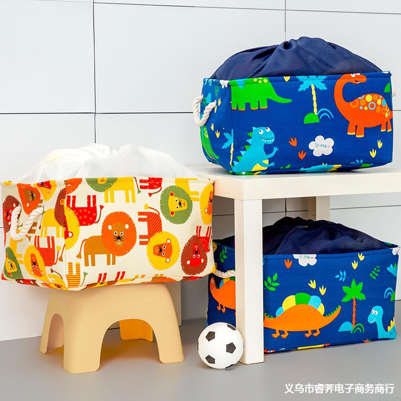 Children's Plush Toys Storage Box Basket Bucket Large Capacity Laundry Basket Baby Finishing Box Drawstring Thick Fabric Bags